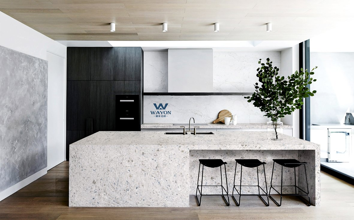 Artificial Stone Quartz Calacatta Prefabricated Kitchen Countertop