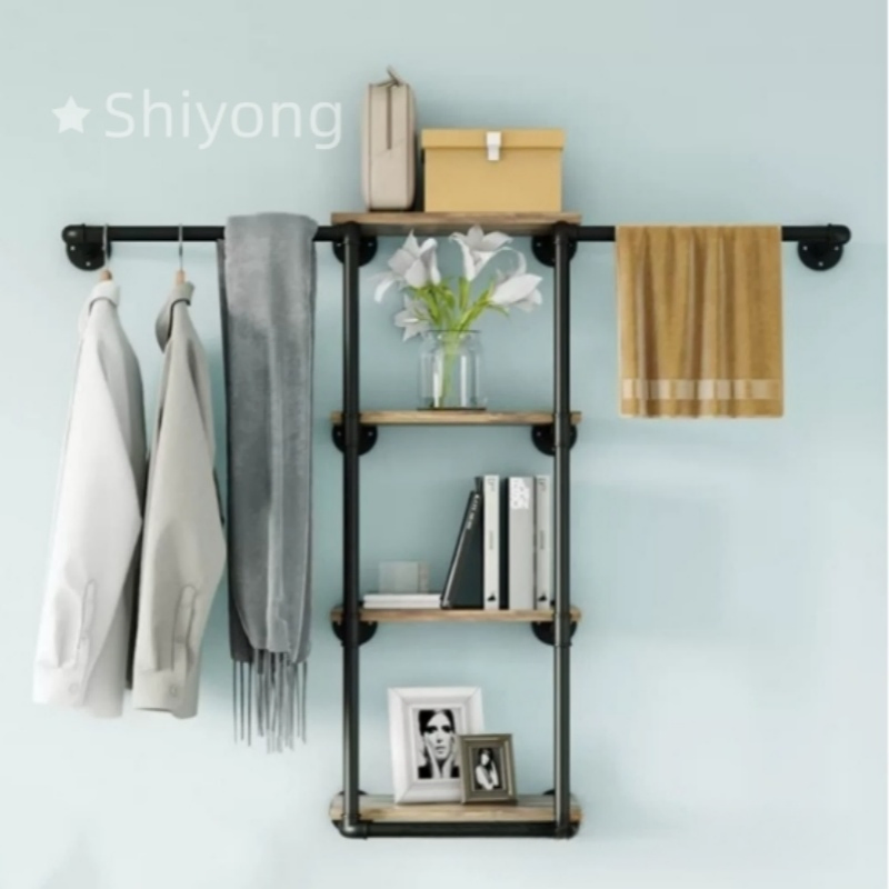Cross-Border Iron Art Wall-Mounted Water Pipe Multi-Layer Storage and Finishing Storage Rack