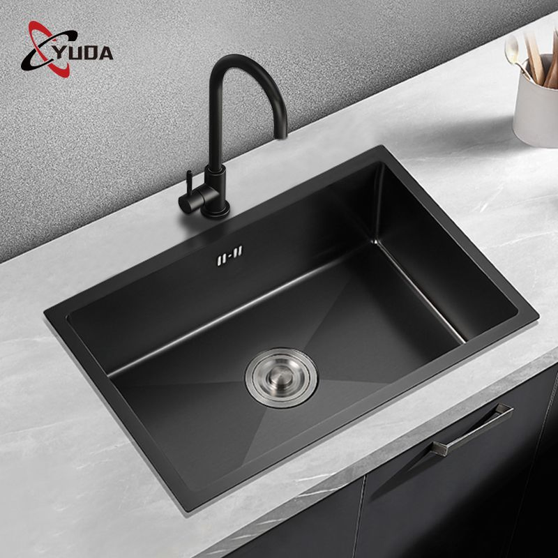 Premium Rectangular Black Stainless Steel Kitchen Sink for Modern Homes