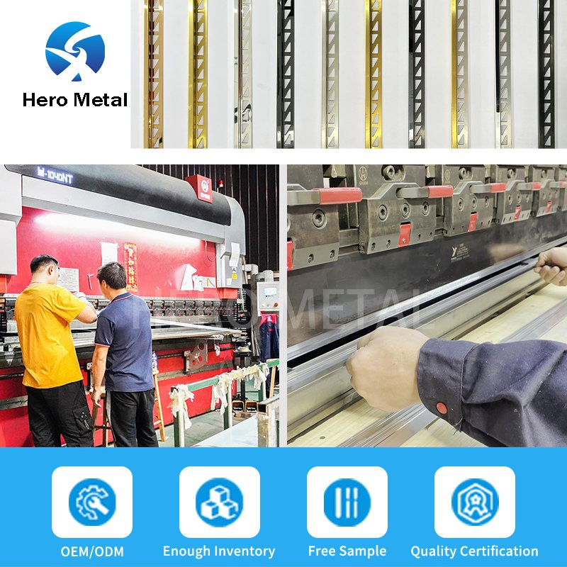 Wholesale Flooring Decoration Stainles Steel Profile T Shape Corner for Outside Gold Grey Hero Metal Trim Edge Tile Strip