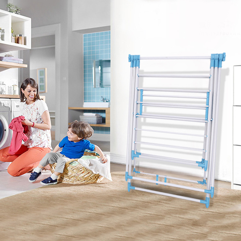 Sanipro Balcony Durable 2 Tier Wing Clothes Drying Rack Portable Folding Space Saving Garment Dryer Standing Hanger Airer