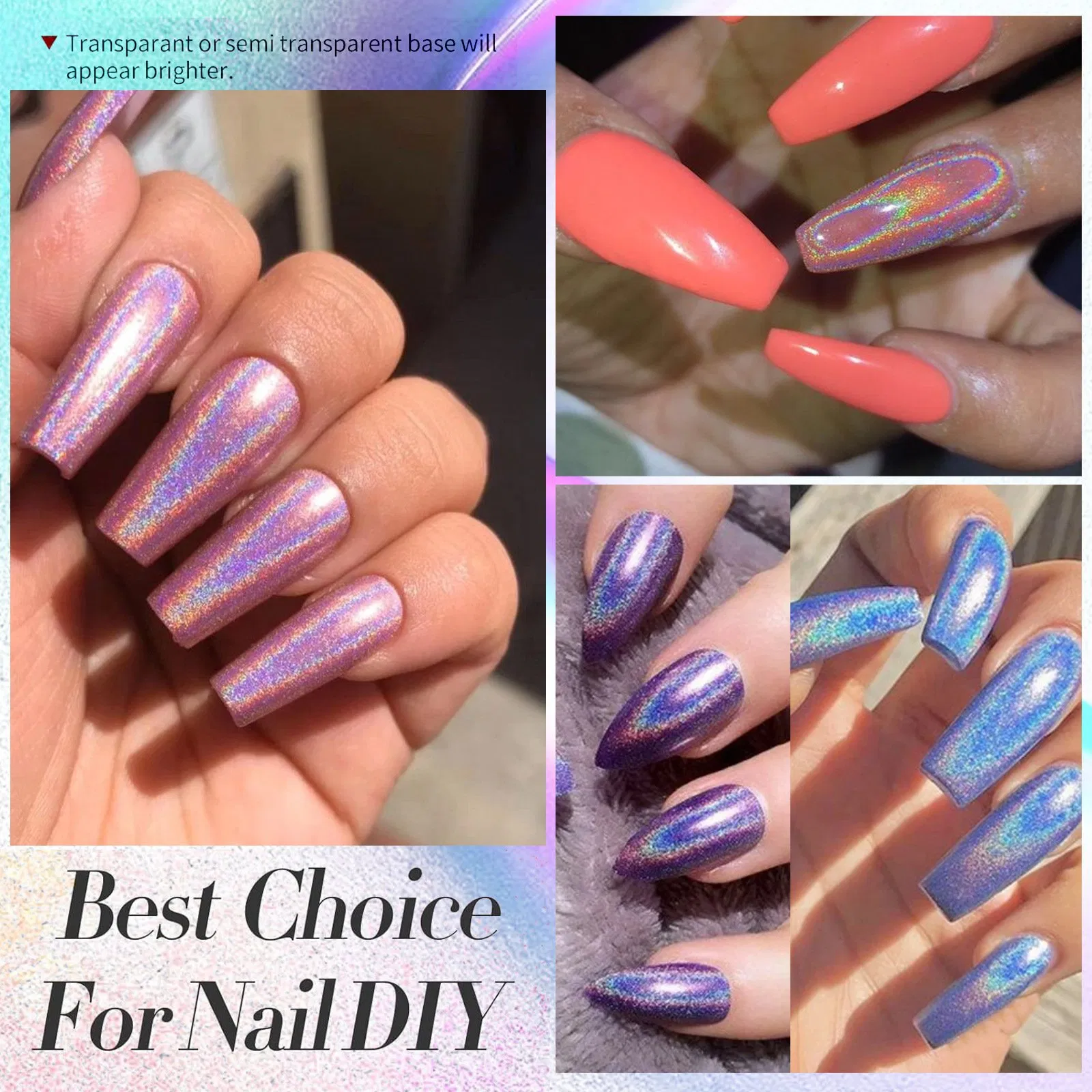 Wholesale Holographic Glitter Color Powder Laser Mirror Powder Nail Glitter Powder