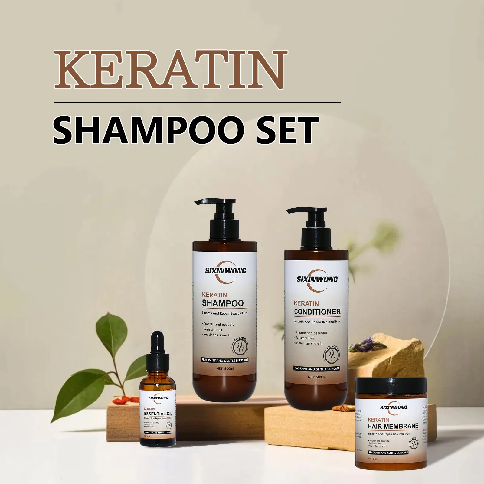 Beauty Cosmetics Hair Care Nourish Soft Not Greasy Keratin Conditioner Shampoo Set