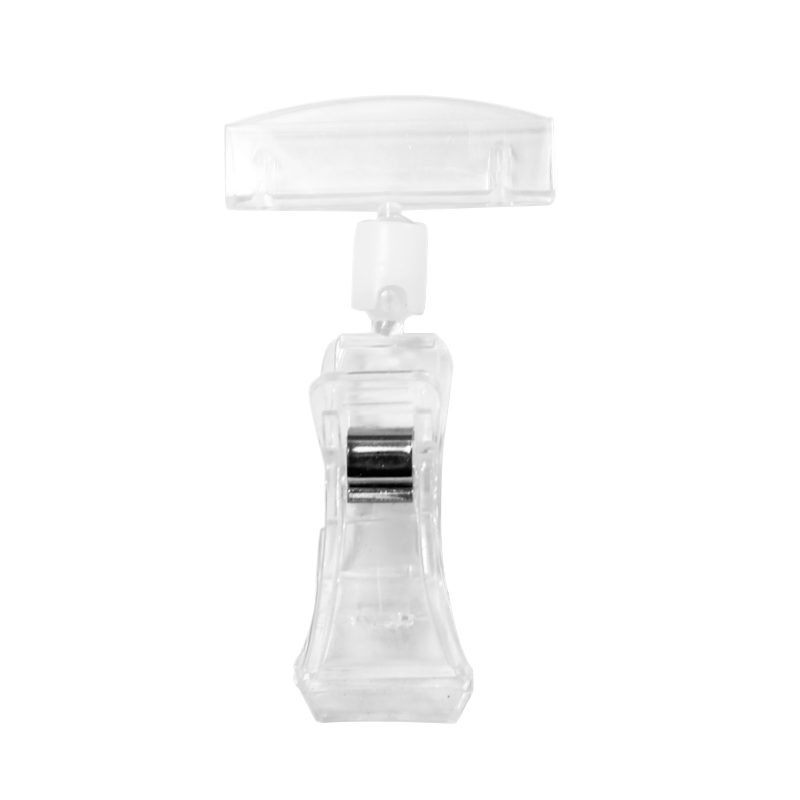 Clear Pop Double Sided Price Tag Sign Holder Paper Clips