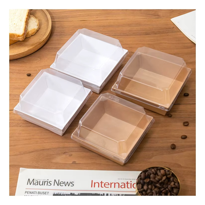 Charcuterie Paper Boxes with Pet Clear Lids for Cake Deli Container