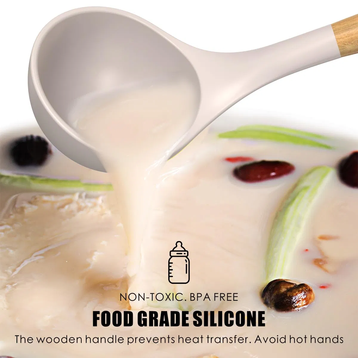 Amazon/Ebay/Reusable Kitchen Ware Adaptive Cooking Wood Tools Pink Camping Kitchen Utensil Skimmer Stainless Silicon Set