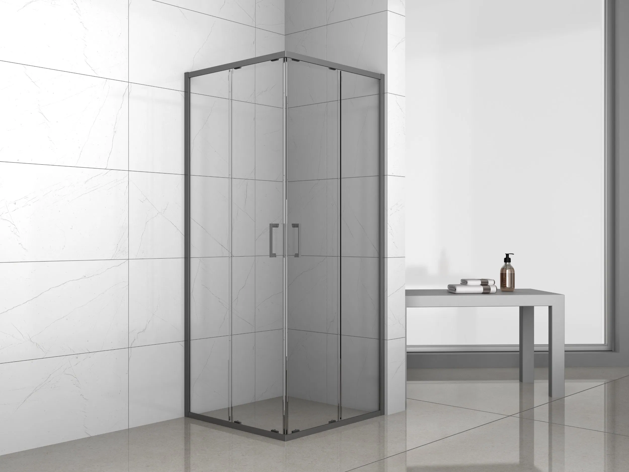Gun Metal Color Square Shower Enclosure Sliding Door Shower Cabin