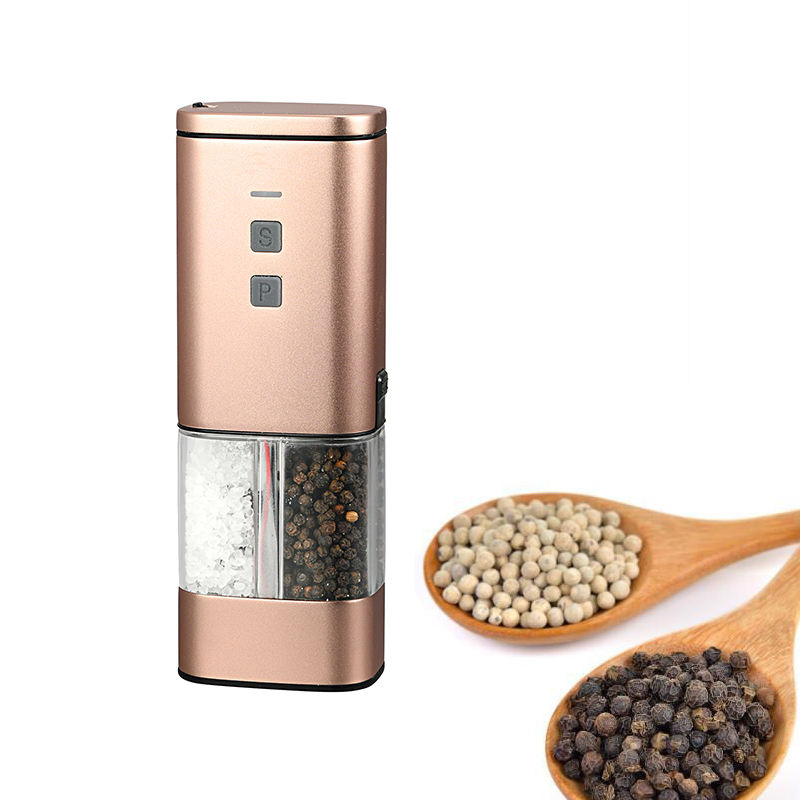 New Kitchen Spice Mill USB Charging Plastic Case 2 in 1 Salt and Pepper Grinder with LED Lighting