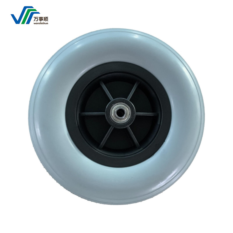 PU Foam Wheel 8X1.75 Inch Flat Free Hand Truck Wheel Tire with Silver Chrome Rim for Garden Beach Wagon Cart