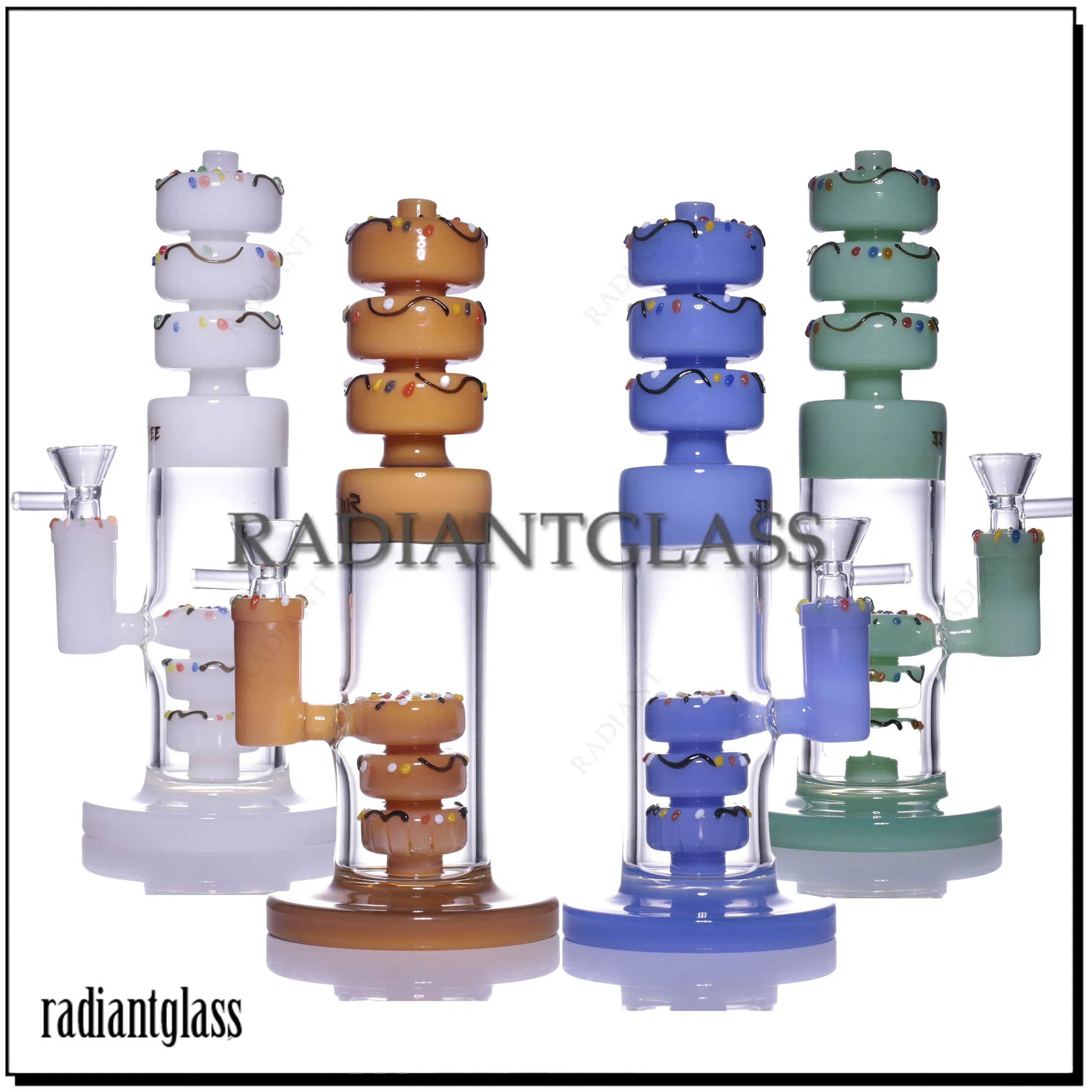 Donut Styling Wholesale Crack Pipe Four Color Oil Filled Glass Water Pipes Hookahs