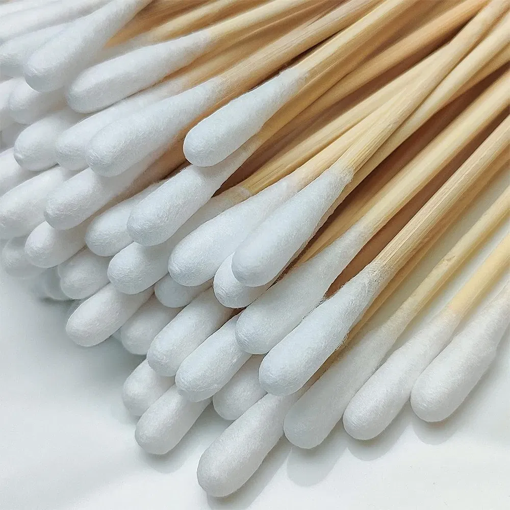 Bamboo Wooden Sticks Q Tips Cotton Bud 15cm Cleaning Coton Tige Cotton Swab