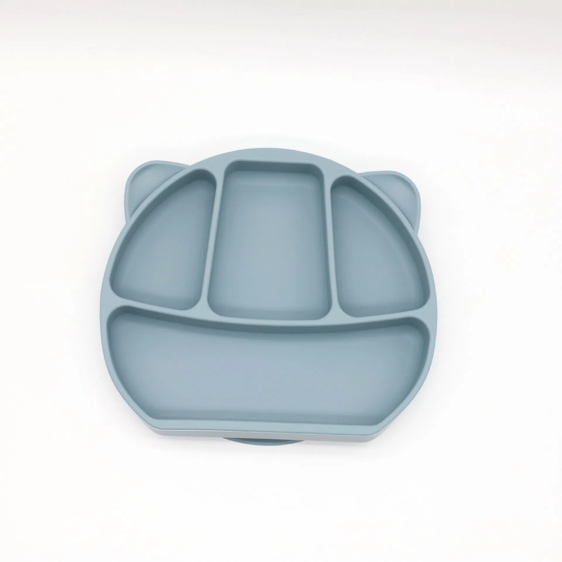 BPA Free Infant Feeding Bowls Silicone Baby Divided Grip Plate with Lids