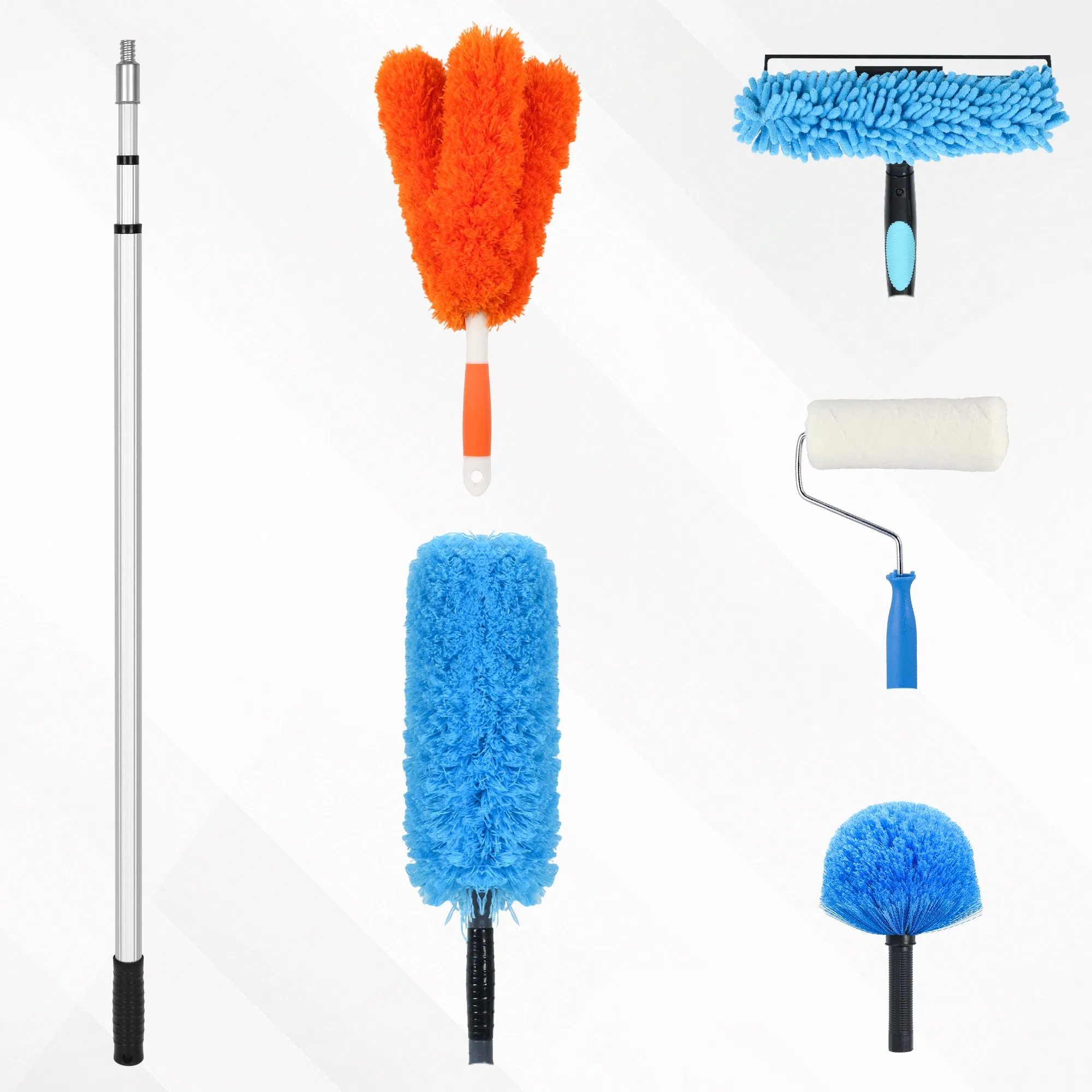 Petal Shaped Telescopic Microfiber Brush with Extension Pole Reusable Duster