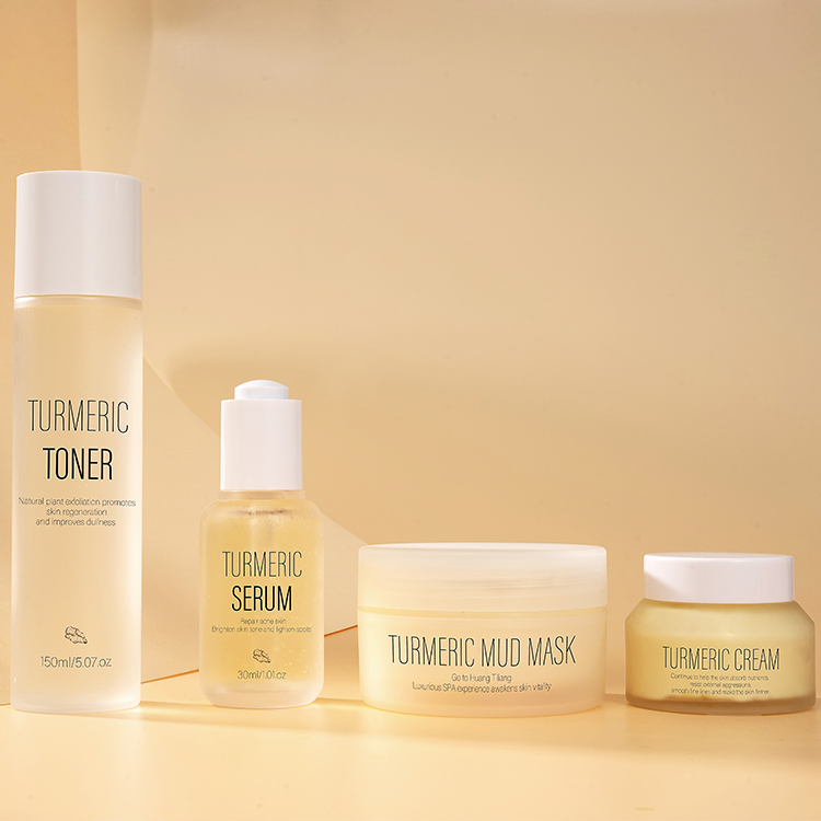 Turmeric Skincare Deep Clean Anti Acne Dark Spot Facial Repairing Whitening Brightening Private Label Turmeric Face Wash Skin Care Set