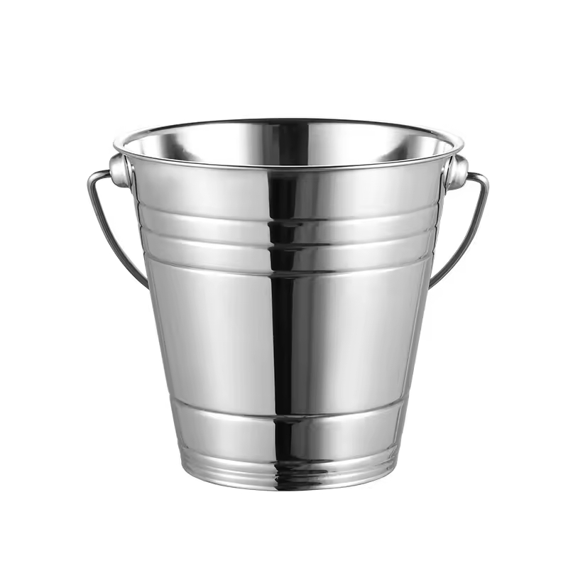 Multi-Size Stacked Easy Cleaning Stainless Steel Pail Water Bucket Bar Ice Bucket with Lid/Handle and Hooks for Party