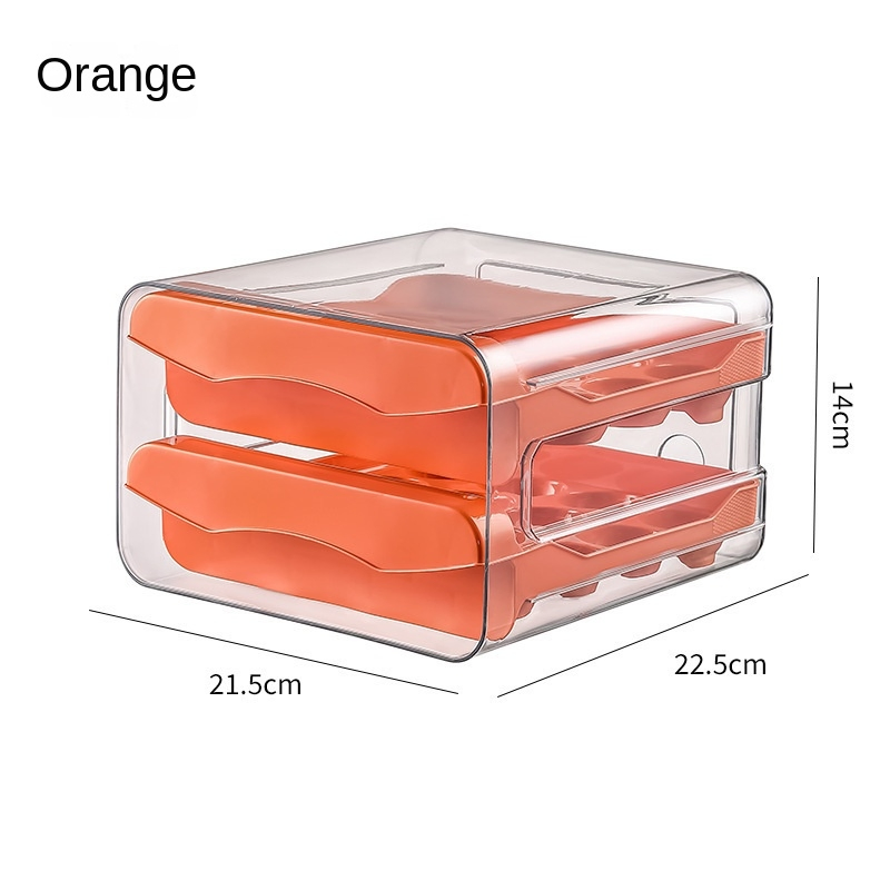 Modern Double-Layer Pet Plastic Thickened Fresh-Keeping Egg Storage Box for Kitchen Refrigerator