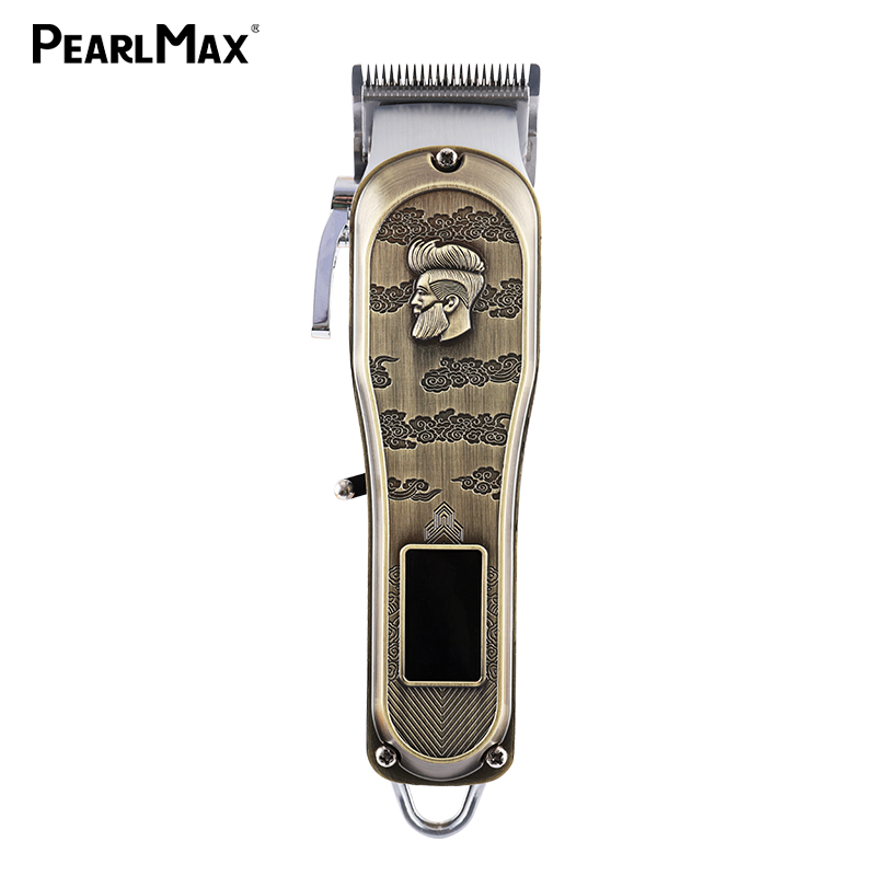 Pearlmax Electric Rechargeable Cordless High Quality Men Body Metal LCD Hair Clipper