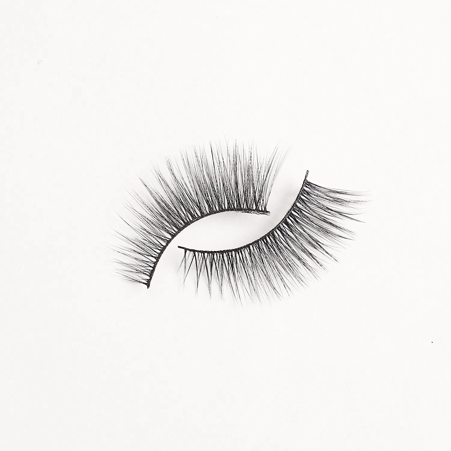 Super Soft Wispy Lashes Faux Mink Lashes False Human Hair Effect Black Cotton Band Human Hair Eyelashes
