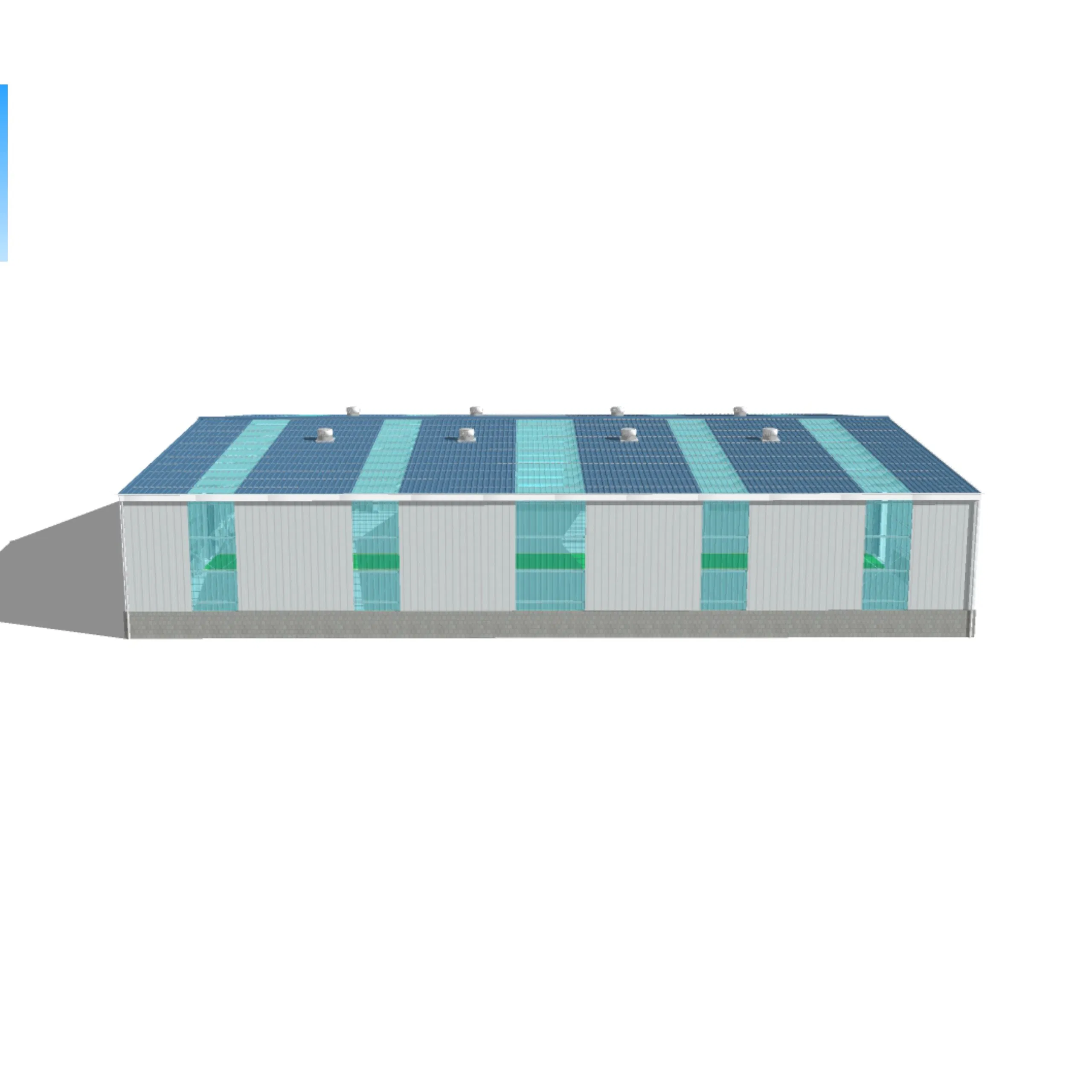 36mx32m Prefabricated Middle Size Light Weight Steel Structure Warehouse Building with Skylights and Natural Ventilator