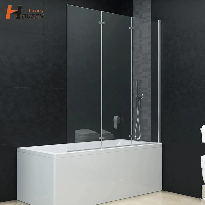 New Design Space Saving Sliding Bathtub Screen with Pivot Wall Aluminum