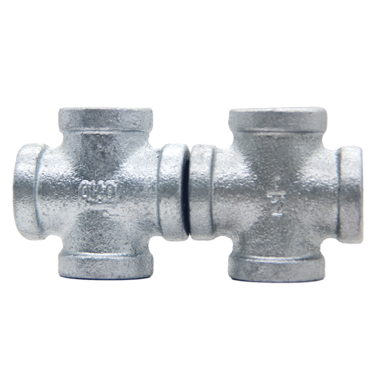 Factory Price High Quality Galvanized Malleable Iron Black Cross 4 Way Pipe Fitting Plumbing Material in Water Gas Firefighting