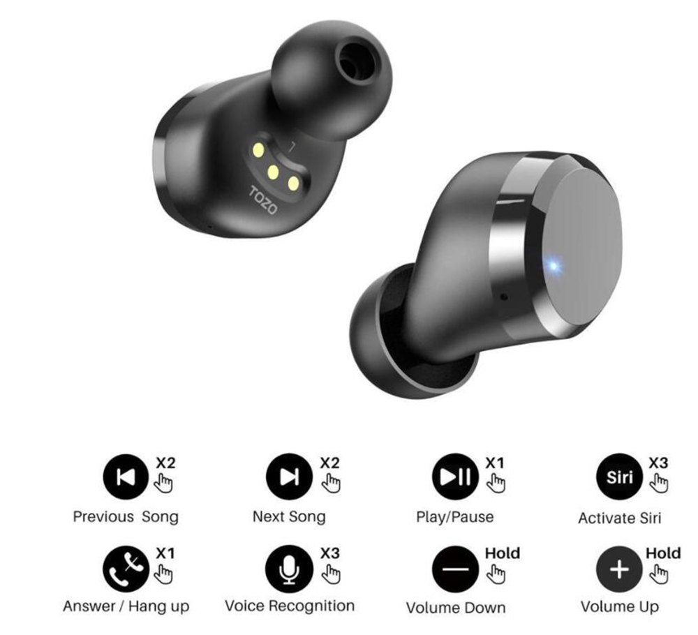 Tozo Wireless Earbuds Bluetooth Headphones Premium Fidelity Sound Quality Wireless Charging Case Ipx8 Waterproof Earphones Bluetooth Headset