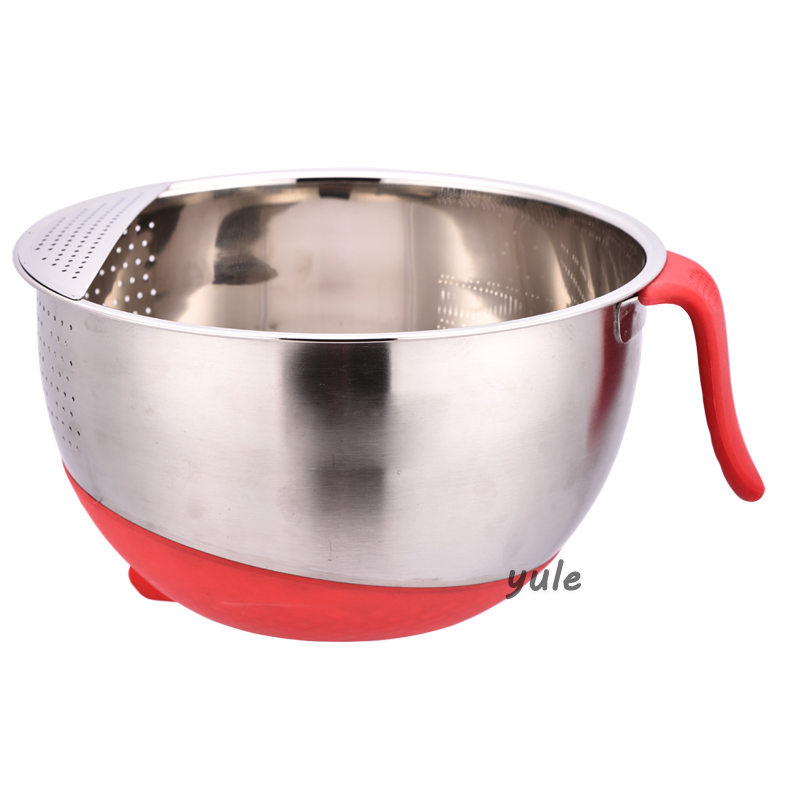2022 New Design China Factory Stainless Steel Mesh Rice Colander Strainer and Bowl Rice Washing Bowl