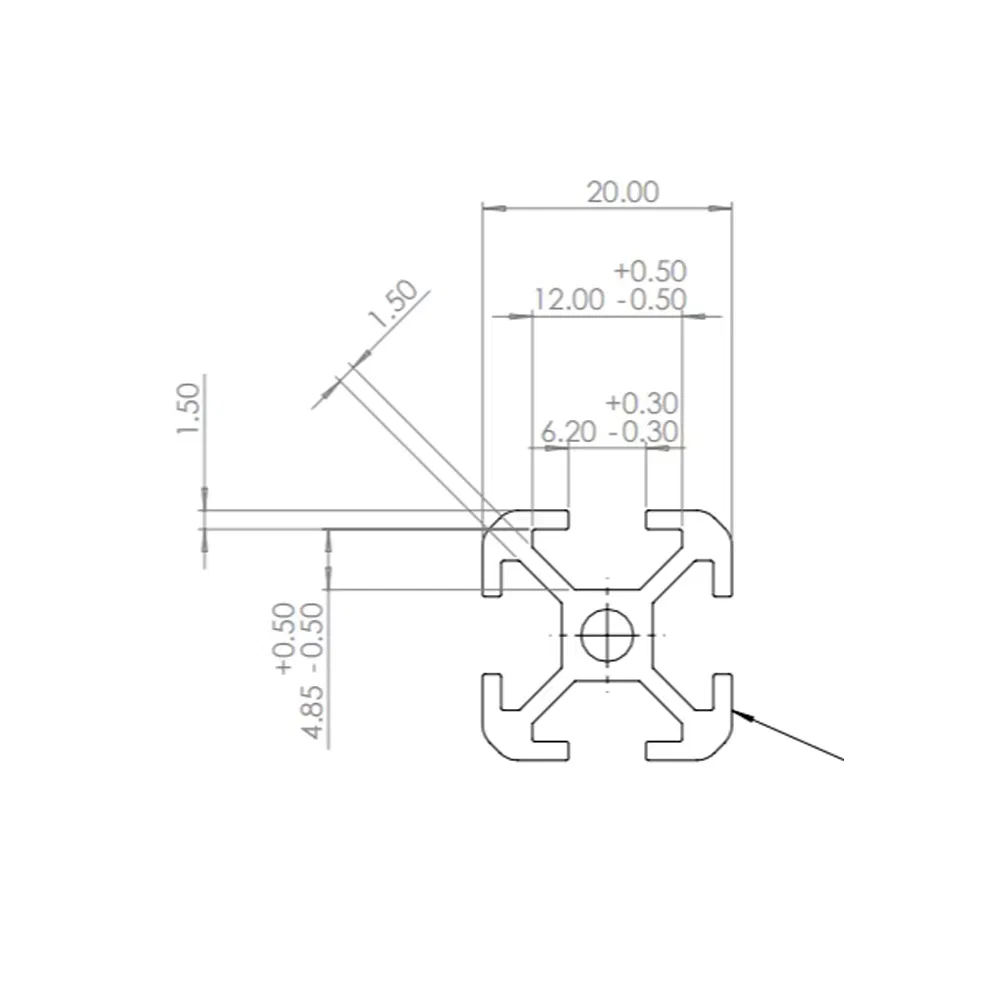 20X20 PVC T-Slot Profile Industrial Plastic Extrusion Alternative to Aluminum T-Slot Profile for Lightweight Framing T5 Size Custom Cut to Length Low Price