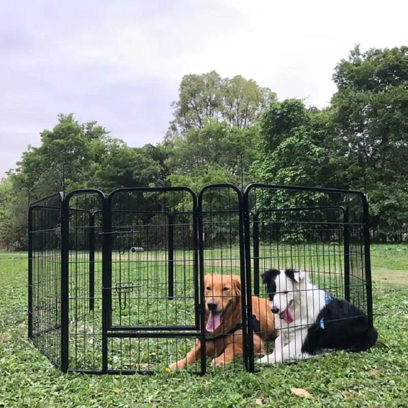 Breathable Steel Octagonal Collapsible Mesh Fencing Foldable Dog Kennels Pet Playpen Metal Outdoor Pet Large Dog Fences