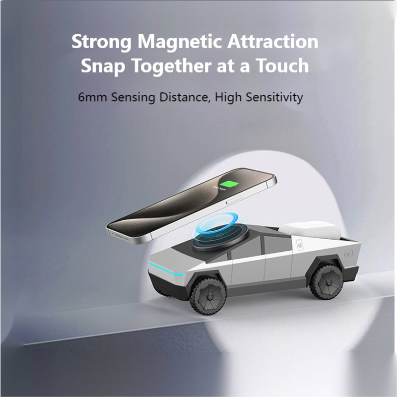 Customizable Logo Cybertruck 3-in-1 Multi-Functional Wireless Charger for Desktops (Qi2)