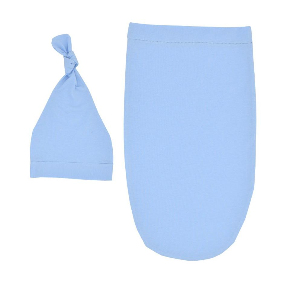 Newborn Super Soft Sleeveless Sleep Bag Solid Color Swaddle Sack Hat Set for Baby
