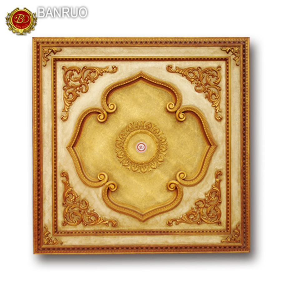 Golden Ceiling Medallions Artistic Ceiling Panel for Light Decoration