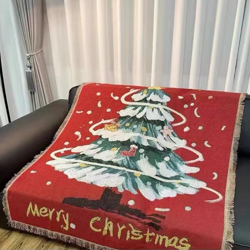 Extra Large Premium Adult Cotton Blanket Jacquard Woven Blanket Custom Rust Throw Blanket