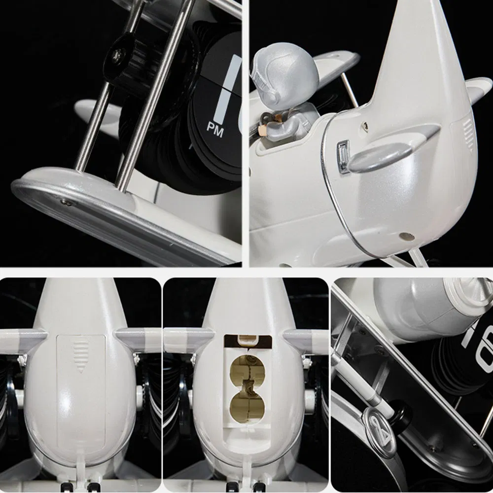 Hight Quality Retro Mechanical Airplane Page Flip Quiet Table Clock