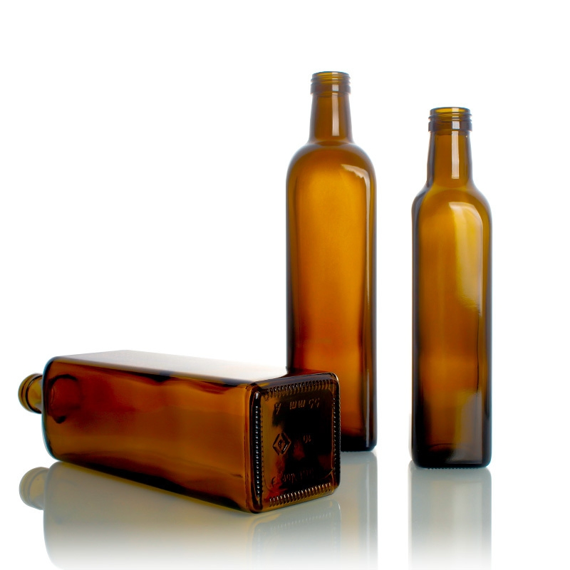 Green Color Round Square Shape 500ml 750ml Olive Oil Glass Bottle