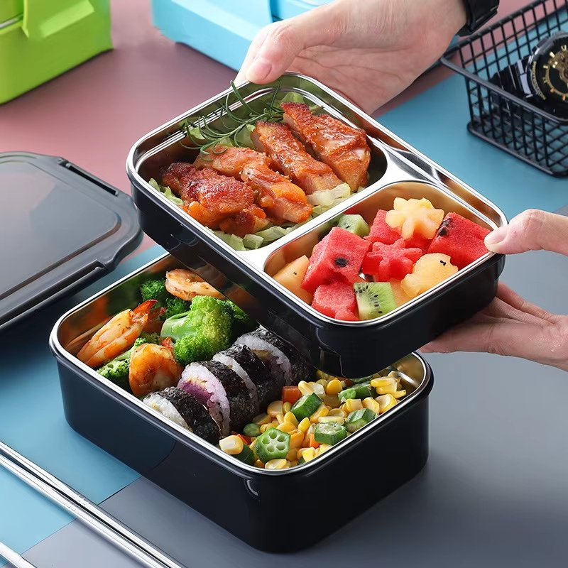 Food Grade Plastic 2 Tier Bento Lunch Box
