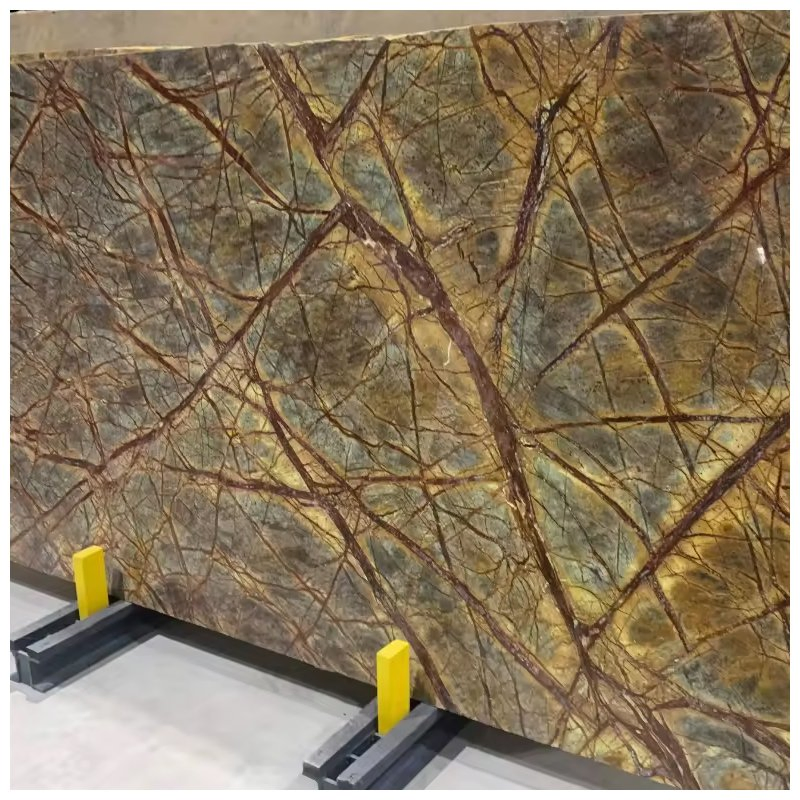 Мрамор Rainforest Brown полированный и состаренный для столешниц и плитки