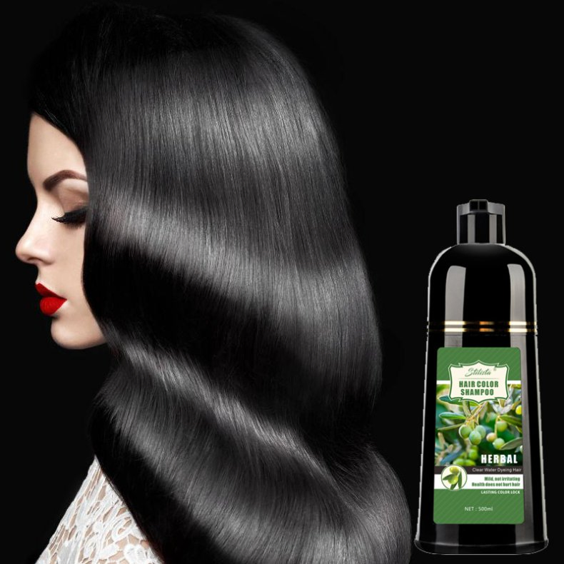 Permanent Herbal Speedy Black Hair Dye Shampoo for Gray and White Hair Coverage