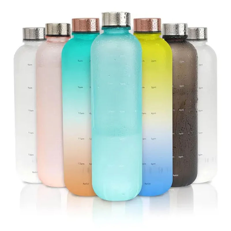 Frosted Water Bottle with Time Marker Motivational Drinking Bottle Tg012_6