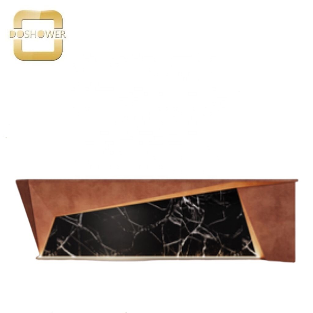 Стойка ресепшн для салона красоты черная с местом хранения