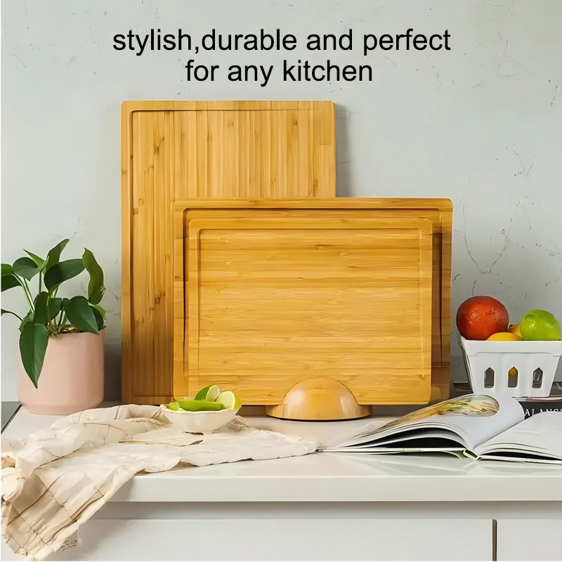 3-Piece Bamboo Wooden Cutting Chopping Board Set for Meat Cheese Bread Serving