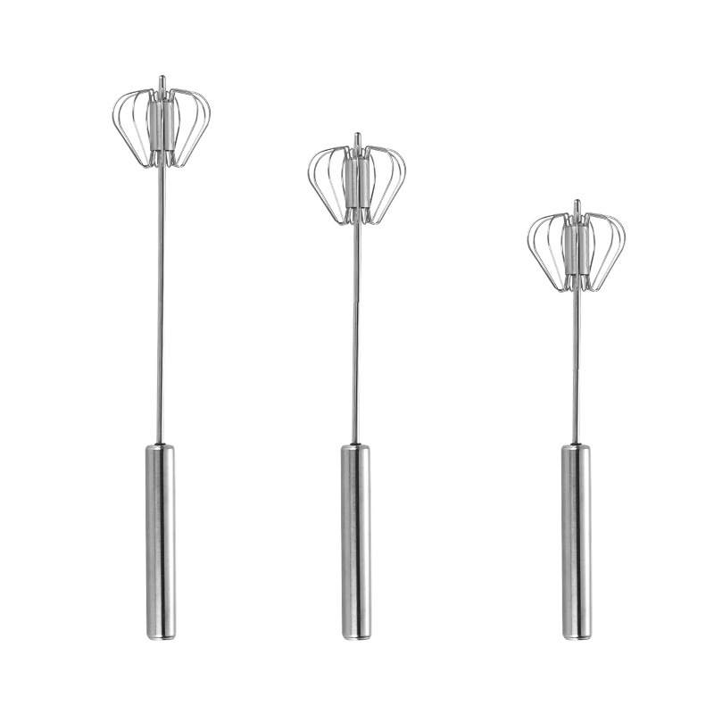 Mini Handheld Egg Beater, Stainless Steel Semi-Automatic Milk Frother