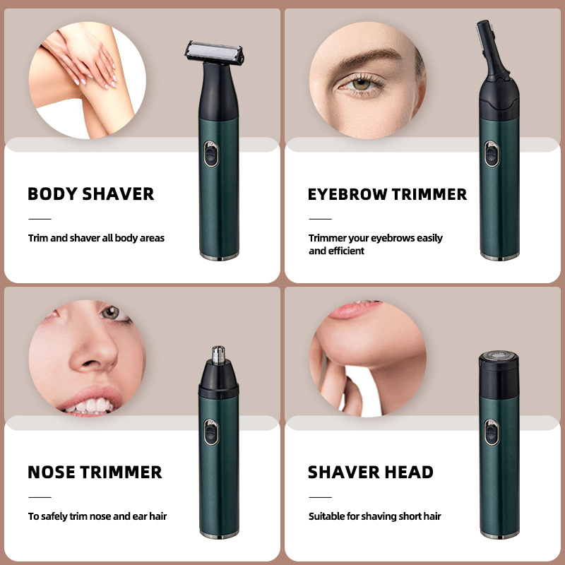 4 in 1 Electric Shaver for Women Ideal for Legs, Bikini Area, and Facial Hair Removal