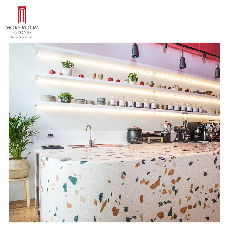 Restaurant Granite Chips White Terrazzo Kitchen Countertops Benchtops
