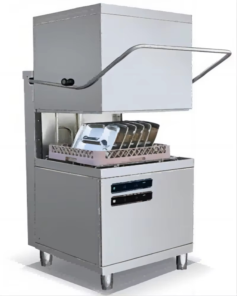 Restaurant Hotel Dishwasher 380V 9.8kw Hood Type Dishwasher