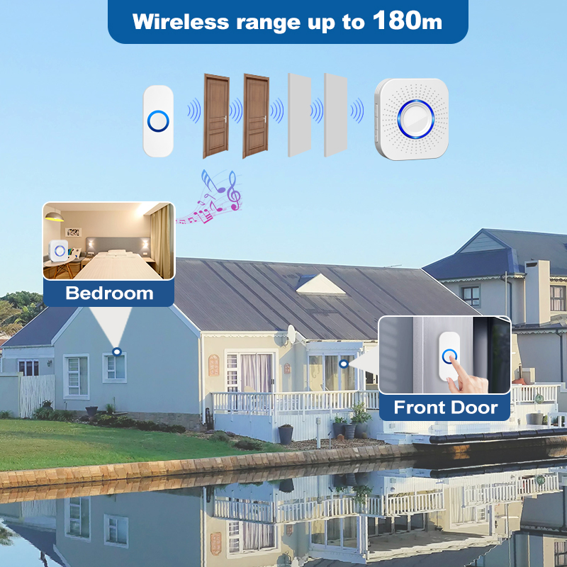 Battery Powered Wireless Doorbell Chime for Home