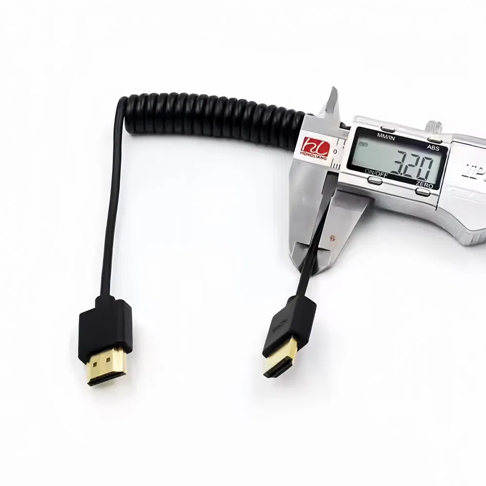 HDMI Male to Male Extender Cable Spring Coiled Cable Patch Cord