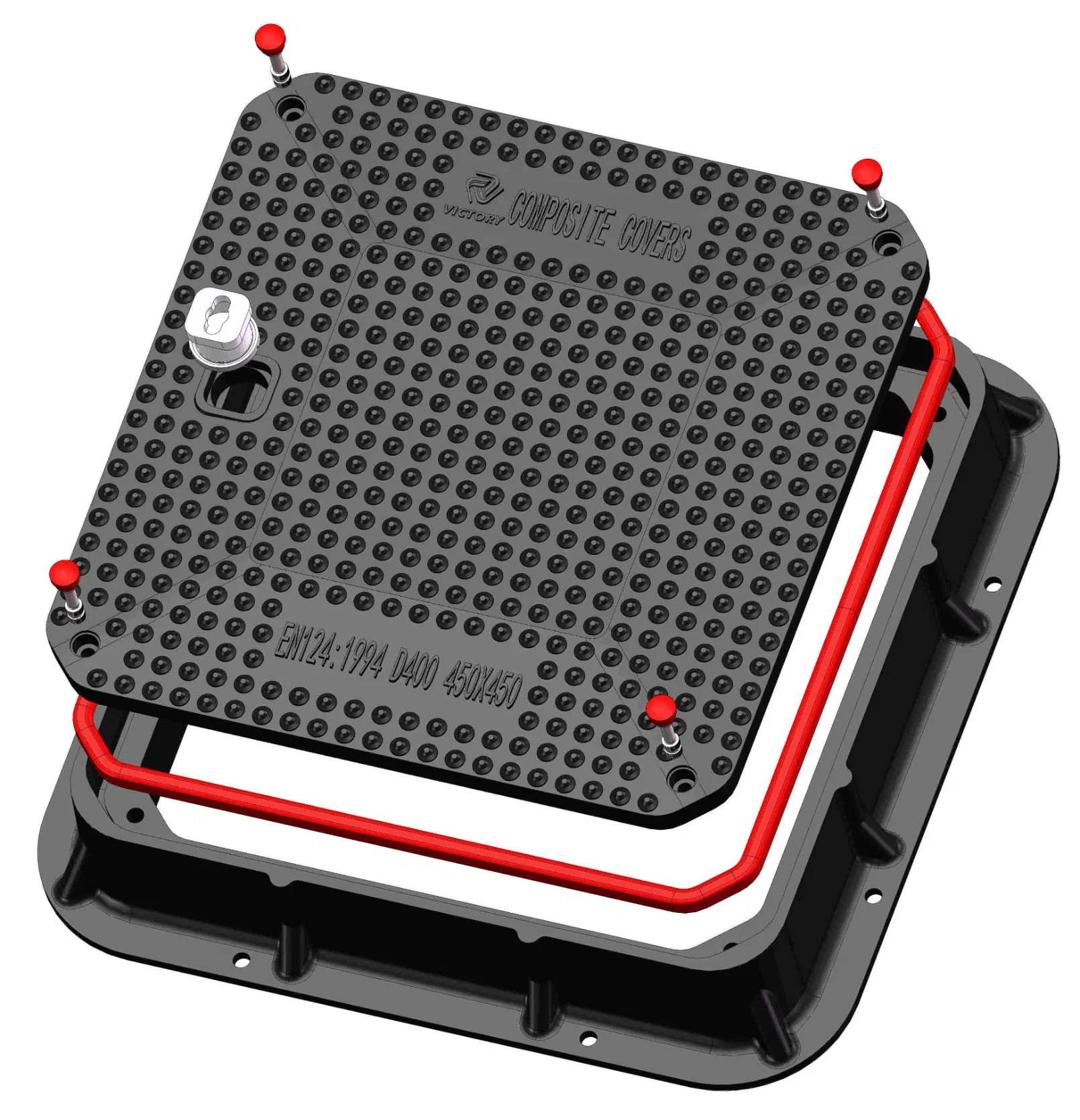 High Quality SMC Composite Waterproof Square Manhole Cover and Frame FRP GRP Fiberglass Watertight Manhole Cover Plastic Resin Manhole Cover 450mm X 450mm
