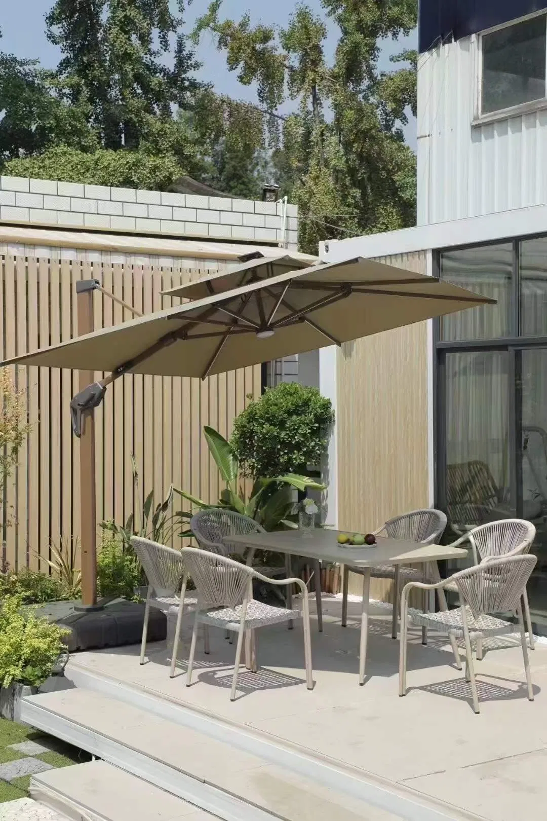 Product Outdoor Wooden Umbrellas Parasol Beach 2.5m Macrame Cotton Rope Parasol Manufacturer Hot Sale Luxury Outdoor Furniture Null