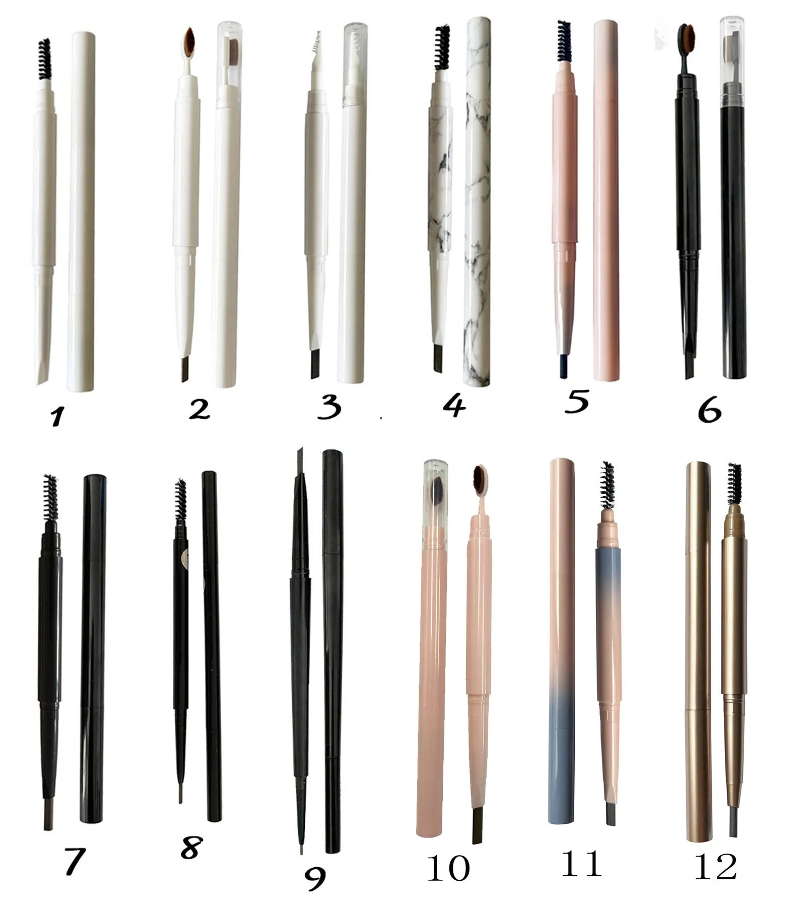 Private Label Makeup Automatic Waterproof Eye Brow Pencil with Eyebrow Brush